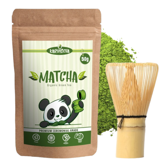 Matcha-Starter-Schneebesen-Set – Zeremonielle Qualität 50 g + Bambus-Chasen