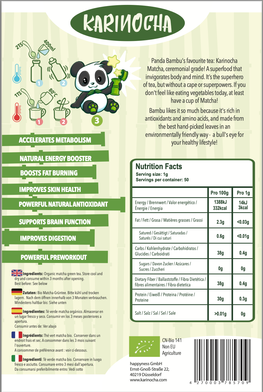 Karinocha Bio-Matcha – zeremonielle Qualität – 50 g